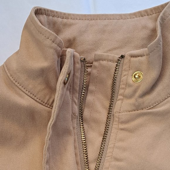 GUESS Factory womens MOTO JACKET BEIGE Size SMALL CANVAS coat **COLOR = BEIGE** - Picture 7 of 15